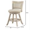 Benjara BM239738 37.5 x 18 x 21.5 in. Curved Back Wooden Swivel Counter Stool with Nailhead Trim, Gray view 3