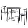 KOTEK 3 Piece Dining Set, Indoor Bistro Set 2 Chairs and Table w/Storage Shelf, Metal Frame, Compact Kitchen Table & Chairs Set for 2, Small Space, Apartment (Black) view 1