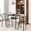 KOTEK 3 Piece Dining Set, Indoor Bistro Set 2 Chairs and Table w/Storage Shelf, Metal Frame, Compact Kitchen Table & Chairs Set for 2, Small Space, Apartment (Black) view 2