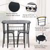 KOTEK 3 Piece Dining Set, Indoor Bistro Set 2 Chairs and Table w/Storage Shelf, Metal Frame, Compact Kitchen Table & Chairs Set for 2, Small Space, Apartment (Black) view 3