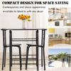 KOTEK 3 Piece Dining Set, Indoor Bistro Set 2 Chairs and Table w/Storage Shelf, Metal Frame, Compact Kitchen Table & Chairs Set for 2, Small Space, Apartment (Black) view 4