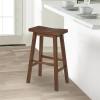 Benjara Saddle Design Wooden Barstool with Grain Details, Brown view 2