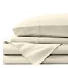 ARlinen RV King Sheet Set 4-Piece 100% Long-Staple Combed Cotton Sheets, Ivory Solid Soft & Silky Sateen Weave, Breathable, Fits 15-Inch Deep Mattress view 1