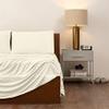 ARlinen RV King Sheet Set 4-Piece 100% Long-Staple Combed Cotton Sheets, Ivory Solid Soft & Silky Sateen Weave, Breathable, Fits 15-Inch Deep Mattress view 4