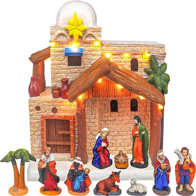 Christmas Nativity Set - Lighted Snow Village Nativity Scene - Perfect Addition to Your Christmas Indoor Decorations & Holiday Displays - Made of Resin