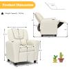 Costzon Kids Recliner Chair with Cup Holder, Toddler Furniture Children Armrest Sofa w/Headrest & Footrest for Girls Boys Baby Bedroom, Kids Room, PU Leather Kids Recliner Couch (Beige) view 3