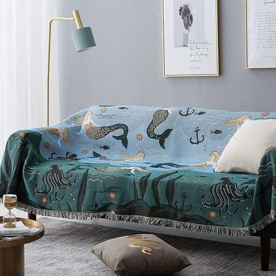 GYROHOME Sofa Slipcover,Throw Blanket for Couch with Tassels for Chair,Bed,Sofa,Suitable for All Seasons(71x91 Inches,Mermaid),Furniture Protector Slipcover Machine Washable