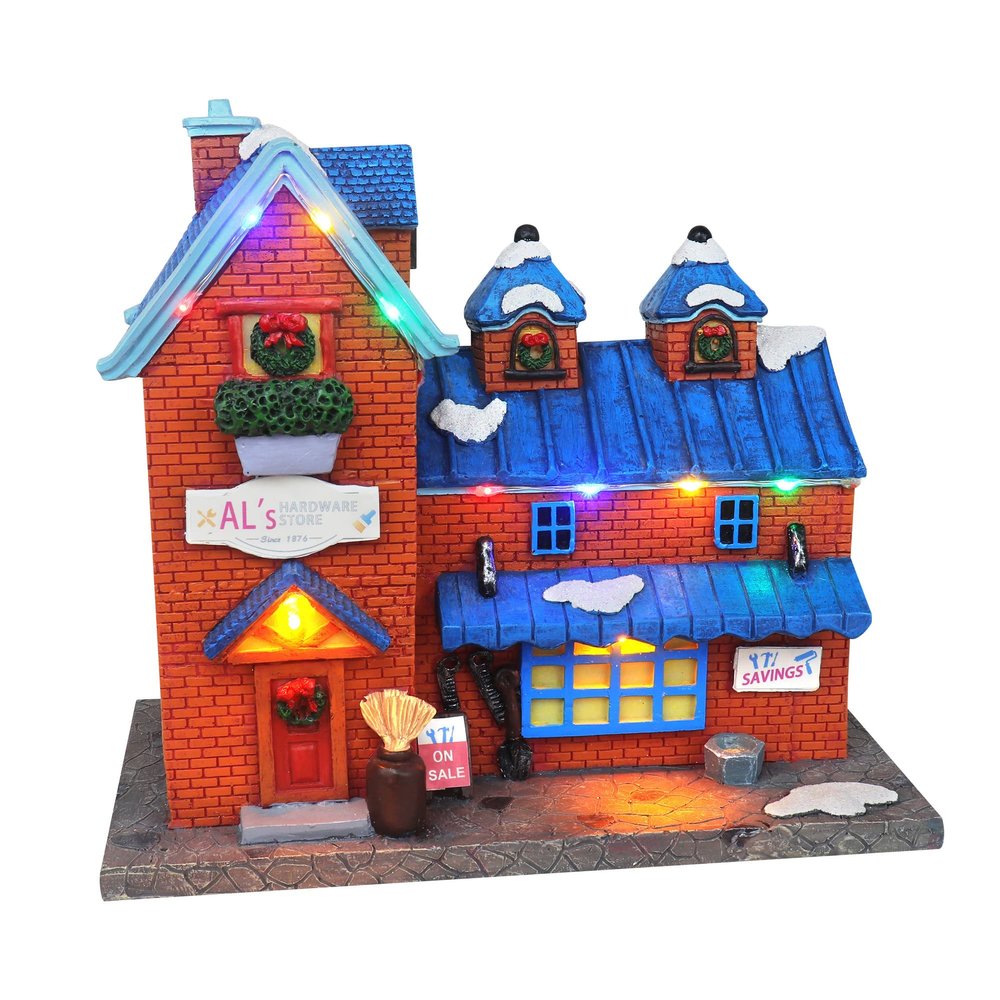 Christmas Village Hardware Store - Lighted Musical Snow Village Collectible Building - Perfect Addition to Your Christmas Indoor Decorations & Holiday Displays - A Thoughtful Gift for Your Loved Ones