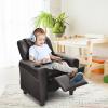 Costzon Kids Recliner Chair with Cup Holder, Toddler Furniture Children Armrest Sofa w/Headrest & Footrest for Girls Boys Baby Bedroom, Kids Room, PU Leather Kids Recliner Couch (Brown) view 2