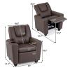 Costzon Kids Recliner Chair with Cup Holder, Toddler Furniture Children Armrest Sofa w/Headrest & Footrest for Girls Boys Baby Bedroom, Kids Room, PU Leather Kids Recliner Couch (Brown) view 3