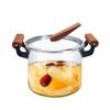 ABHOME Glass Saucepan with Lid for Cooking Glass Pot Stovetop 5L Heat Resistant Wooden Double Handles Stovetop Clear Glassware for Cooking Milk, Pasta & Baby Food view 1