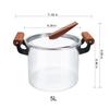 ABHOME Glass Saucepan with Lid for Cooking Glass Pot Stovetop 5L Heat Resistant Wooden Double Handles Stovetop Clear Glassware for Cooking Milk, Pasta & Baby Food view 2
