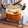 ABHOME Glass Saucepan with Lid for Cooking Glass Pot Stovetop 5L Heat Resistant Wooden Double Handles Stovetop Clear Glassware for Cooking Milk, Pasta & Baby Food view 4