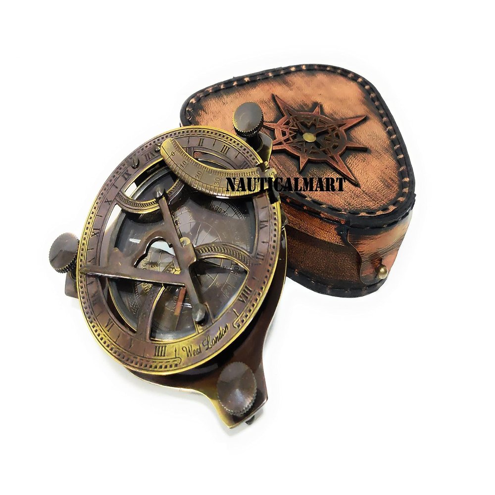 5" Brass Sundial Compass Solid Brass Sundial Compass (Black Antique)