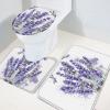 3 PCS Bathroom Rugs and Mats Sets Lavender Dragonfly on White Back Non Slip Water Absorbent Bath Rug, Toilet Seat/Lid Cover, U-Shaped Toilet Mat, Home Decor Doormats Purple Flower Insect view 1