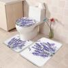 3 PCS Bathroom Rugs and Mats Sets Lavender Dragonfly on White Back Non Slip Water Absorbent Bath Rug, Toilet Seat/Lid Cover, U-Shaped Toilet Mat, Home Decor Doormats Purple Flower Insect view 4