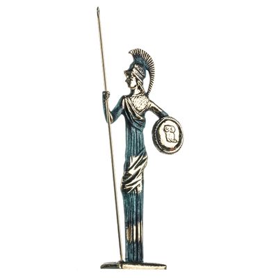 BEAUTIFUL GREEK STATUES Athena w/Javelin Shield Goddess of Wisdom, Handicraft, and War Handmade Solid Bronze 7.5 Inches