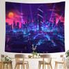 Aidatain Neon City Night View Punk Cityscape Tapestry - Flannel Extra Large 84x90 Inches for Bedroom Living Room GTCCAT319 view 3