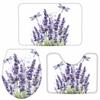 3 PCS Bathroom Rugs and Mats Sets Lavender Dragonfly on White Back Non Slip Water Absorbent Bath Rug, Toilet Seat/Lid Cover, U-Shaped Toilet Mat, Home Decor Doormats Purple Flower Insect view 1