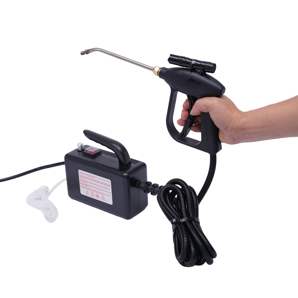High temperature Pressurized Steam Cleaner,1600W Black Multifunction Handheld Lectric High Pressure Steam Clean Mobile Machine Power Steamer for Furniture Car Household