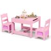 Costzon Kids Table and Chair Set, 3 in 1 Wooden Activity Table with Storage Drawer, Detachable Tabletop for Children Drawing Reading Art Craft, Playroom, Nursery, Toddler Table and Chair Set, Pink view 1