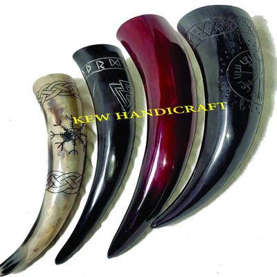Viking Drinking Real Horn Ale Beer Wine Of Designer Spiral Carved-Z1