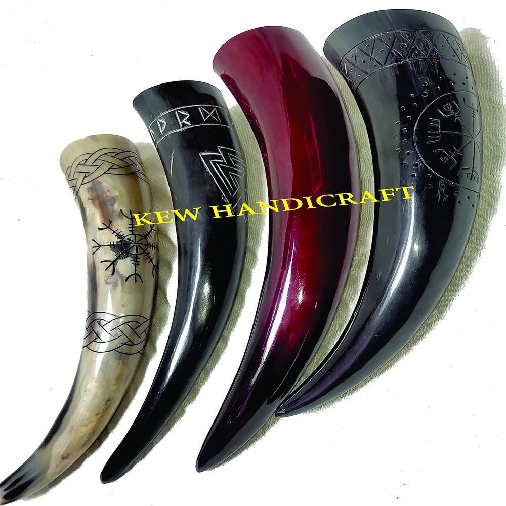 Viking Drinking Real Horn Ale Beer Wine Of Designer Spiral Carved-Z1