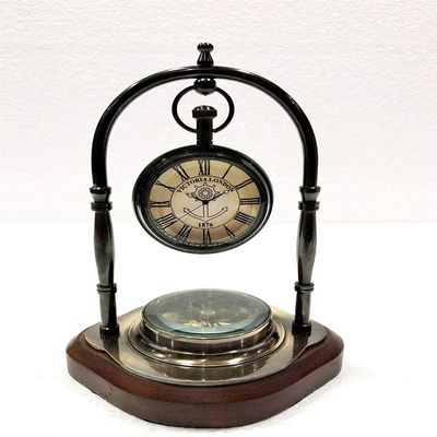 Antique Nautical Brass Table Clock Compass Style Maritime Ship Desk Clock Office Decor Item