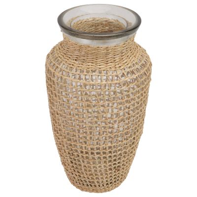 1pc Woven Flower Vase Unique Grass Desktop Decor for Home for Flower Arrangements and Hydroponic Plants Decorative Planter Khaki