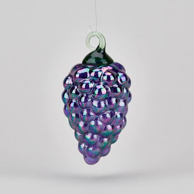 Blown Glass Grape Cluster Fruit Ornament Always Fresh