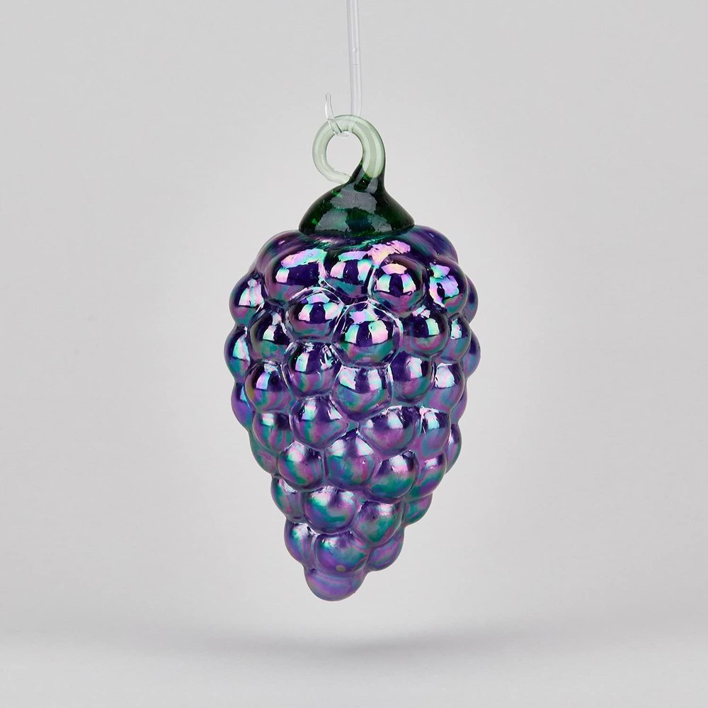 Blown Glass Grape Cluster Fruit Ornament Always Fresh
