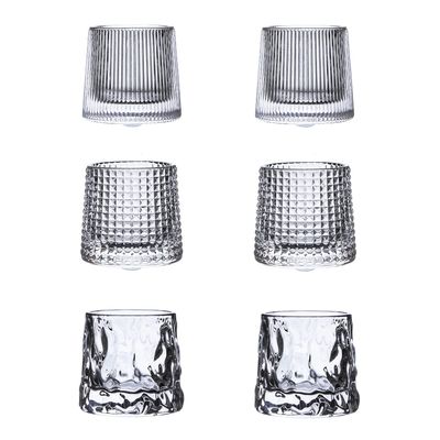 Ceramic Joe Decompression Revolving Wine Glass Handmade Creative Glass Home Bar Restaurant Vodka Whisky Glass 6 Pack (MIX-6pcs)