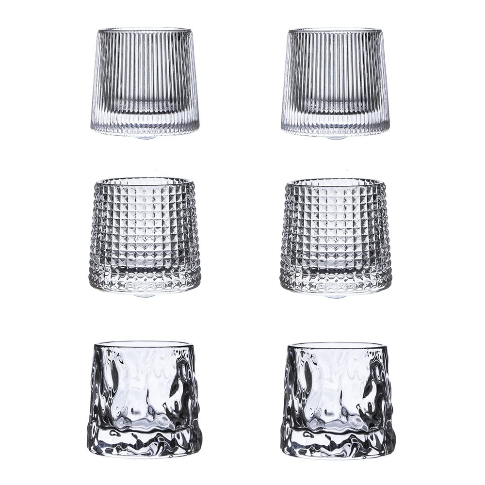 Ceramic Joe Decompression Revolving Wine Glass Handmade Creative Glass Home Bar Restaurant Vodka Whisky Glass 6 Pack (MIX-6pcs)