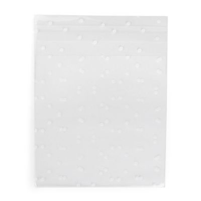 ClearBags 4" x 4" Cookie Bags, Polka Dot Plastic Bag for Treats, Bakery, Gifts, Candy, Party Favors (100 Pieces) | Self Adhesive, Resealable Front Flap, Frosted Goodie Bag w/Polka Dots | B44FD