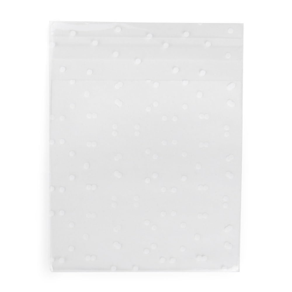 ClearBags 4" x 4" Cookie Bags, Polka Dot Plastic Bag for Treats, Bakery, Gifts, Candy, Party Favors (100 Pieces) | Self Adhesive, Resealable Front Flap, Frosted Goodie Bag w/Polka Dots | B44FD