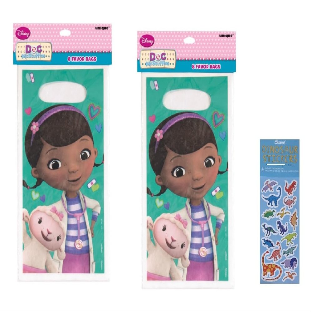 Unique Doc McStuffins Birthday Party Supplies Favor Loot Bags includes 16 Loot Bags