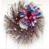 Patriotic wreath for front door, 4th of july, Americana Red White Blue decorations. Summer wreath view 1