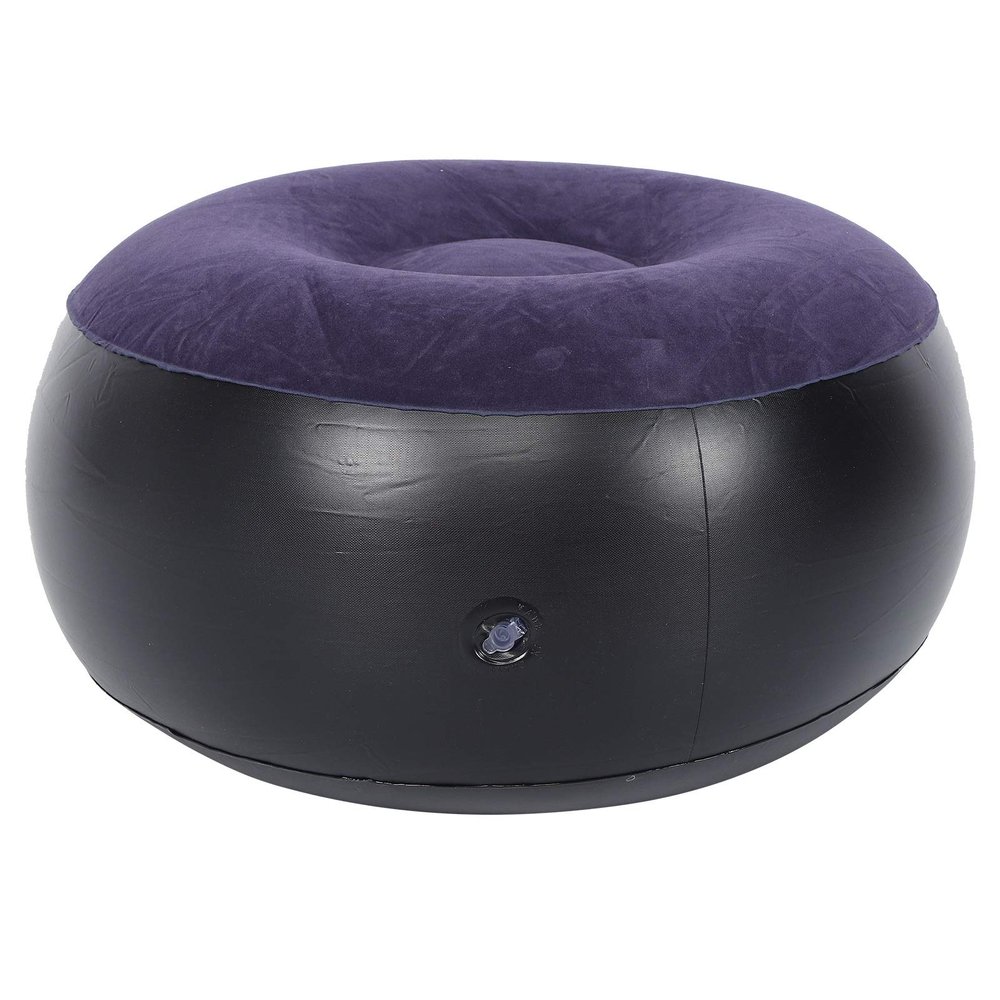 01 02 015 Inflatable Flocking Stool, Inflatable Chair Footrest Blue Indoor Outdoor Portable for Travel for Home, default