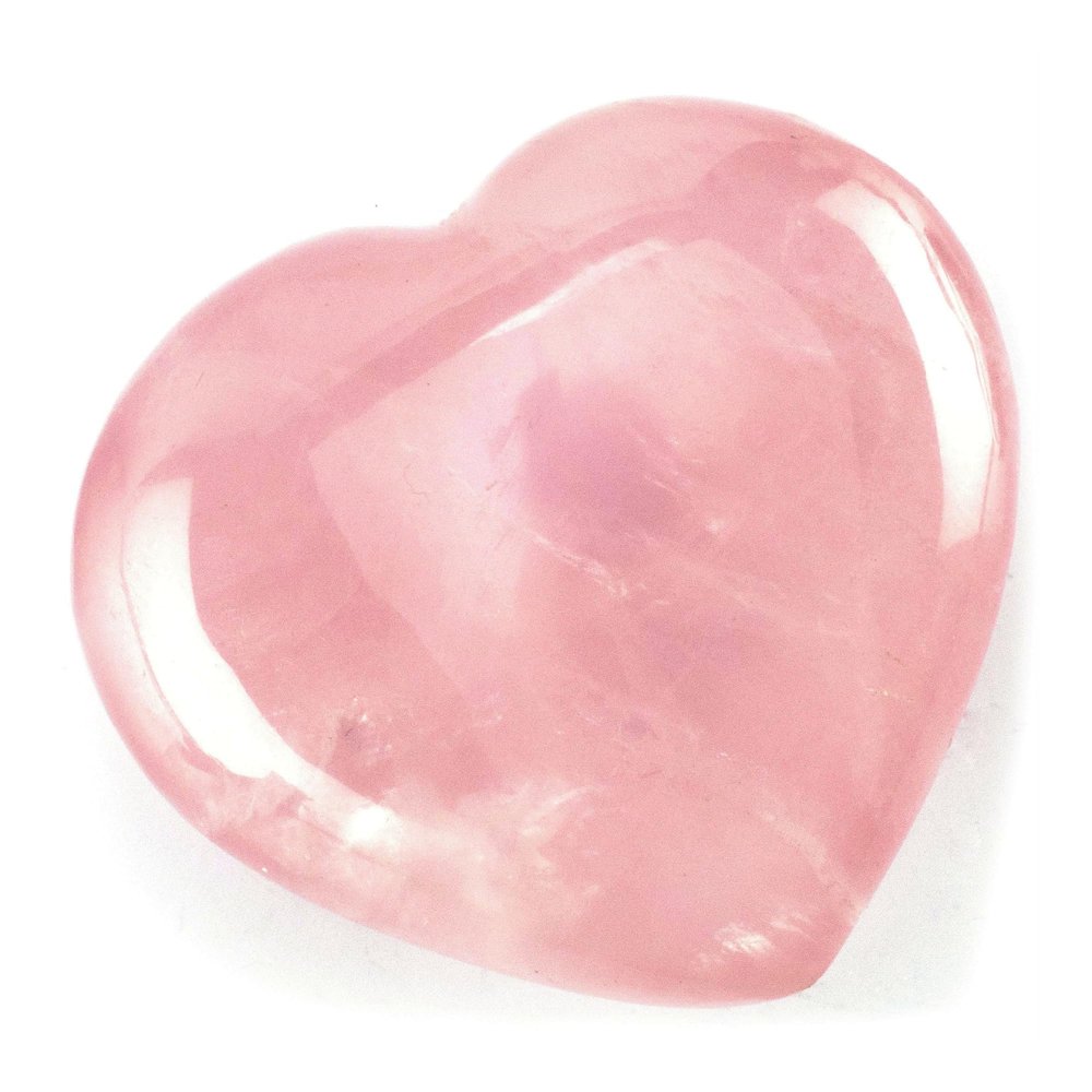 KALIFANO Rose Quartz Heart - Worry Stone with Healing & Calming Effects - AAA Grade High Energy Cuarzo Rosa Carving with Information Card - Reiki Crystal Used for Friendship and Love (Family Owned)