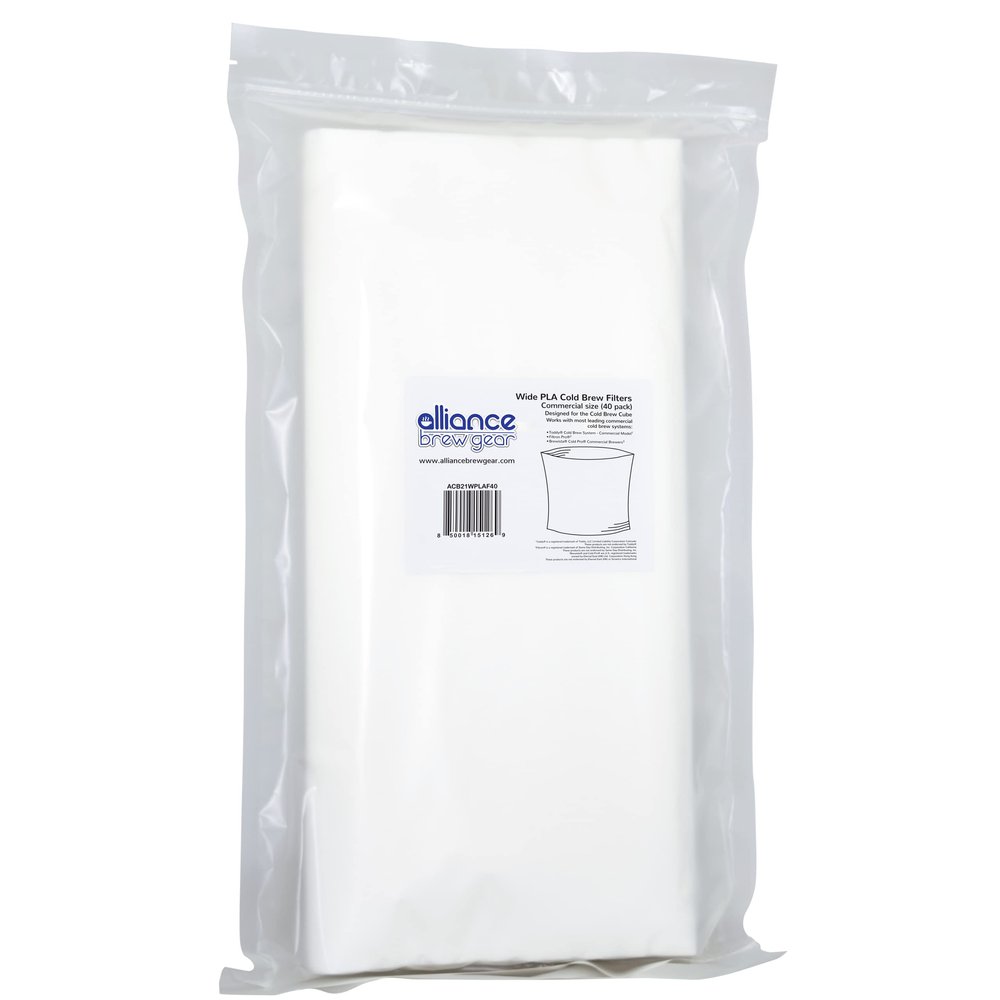 Alliance Brew Gear Cold Brew Wide PLA Filter - 40 Pack,Natural White,Wide Commercial Size,ACB21WPLAF40