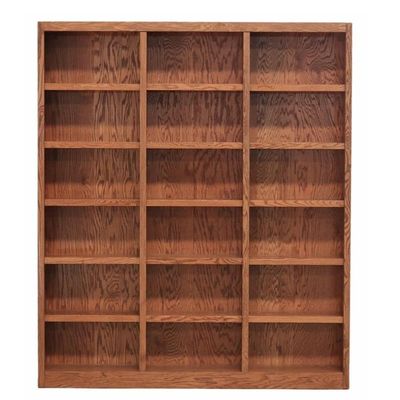 BOWERY HILL Traditional 84" Tall 18-Bookshelf Triple Wide Wood Bookcase Storage with Adjustable Shelves for Home, Office, Laundry, Bedroom, Kitchen and Garage, in Dry Oak