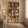 BOWERY HILL Traditional 84" Tall 18-Bookshelf Triple Wide Wood Bookcase Storage with Adjustable Shelves for Home, Office, Laundry, Bedroom, Kitchen and Garage, in Dry Oak view 2