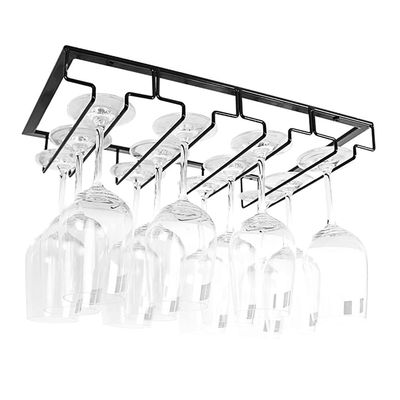15.7in Wine Glass Rack - Hanging Wine Glass Rack Under Cabinet, Metal Wine Glass Holder, Glasses Storage Hanger Organizer for Home Kitchen Dcor - Black