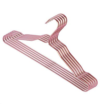 10PCS Metal Hangers Clothes Rack Aluminium Alloy Anti-Slip Traceless Drying Rack Wardrobe Hanger Clothing Coat Organizer Rack (Rose Gold)