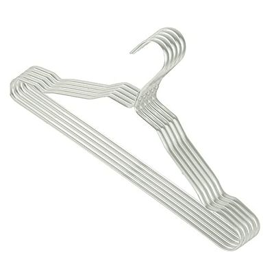 10PCS Metal Hangers Clothes Rack Aluminium Alloy Anti-Slip Traceless Drying Rack Wardrobe Hanger Clothing Coat Organizer Rack (Frosted Silver)