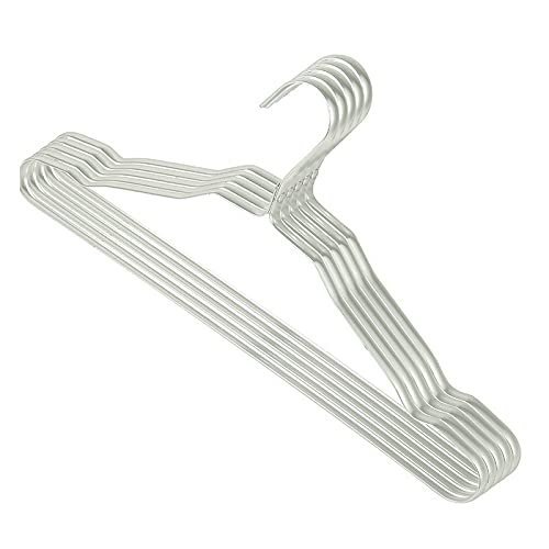 10PCS Metal Hangers Clothes Rack Aluminium Alloy Anti-Slip Traceless Drying Rack Wardrobe Hanger Clothing Coat Organizer Rack (Frosted Silver)