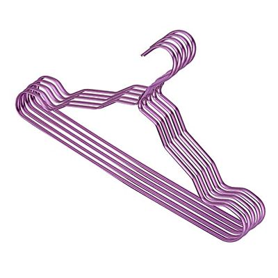 10PCS Metal Hangers Clothes Rack Aluminium Alloy Anti-Slip Traceless Drying Rack Wardrobe Hanger Clothing Coat Organizer Rack (Purple)