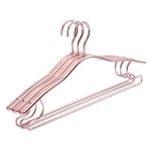 10PCS Thicken Aluminium Alloy Drying Rack Anti-Slip Clothes Rack Adult Child Coat Wardrobe Space Saver Storage Hangers (Rose Gold)
