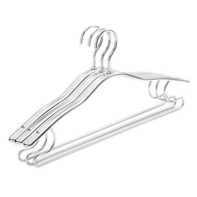 10PCS Thicken Aluminium Alloy Drying Rack Anti-Slip Clothes Rack Adult Child Coat Wardrobe Space Saver Storage Hangers (Silver)