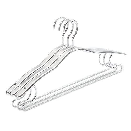 10PCS Thicken Aluminium Alloy Drying Rack Anti-Slip Clothes Rack Adult Child Coat Wardrobe Space Saver Storage Hangers (Silver)